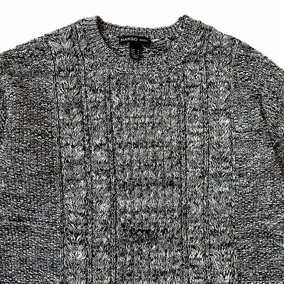 Mango Basics Cotton Sweater, Black & White Melange Knit, Women’s Size Small - Picture 3 of 6